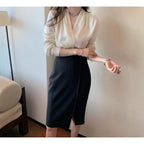 5 Spring And Autumn V-neck White Shirt Women's Long Sleeve