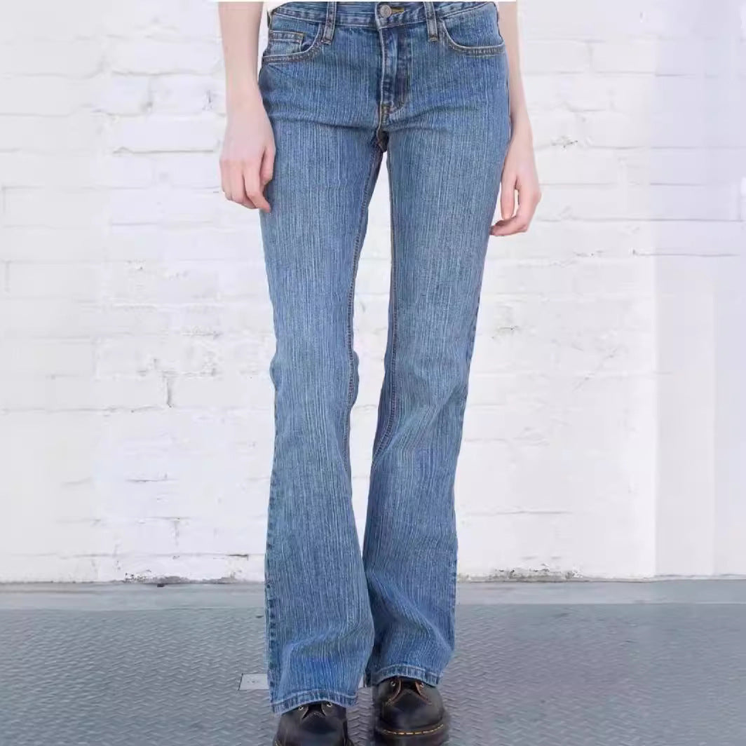 Jeans Slim Fit Low Waist Long Pants