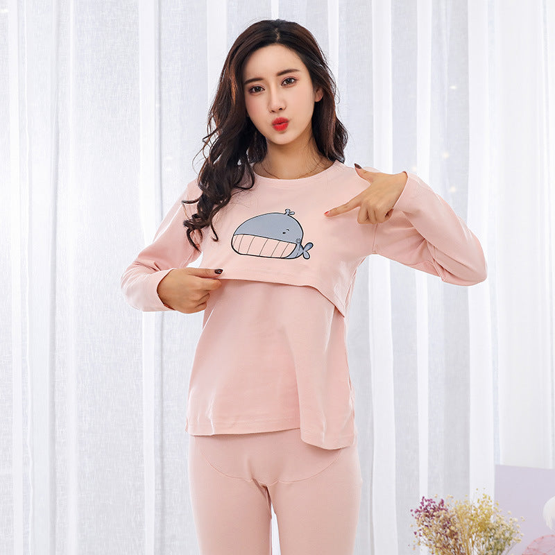 Spring And Autumn Pure Cotton Confinement Wear Maternity Nursing Pajamas