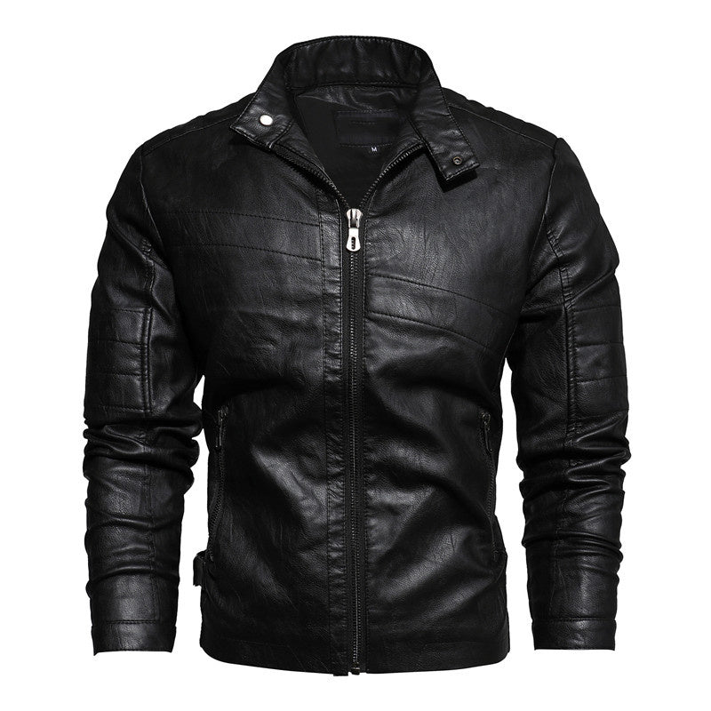 Middle-Aged And Elderly Fall Winter Men'S Leather Pu Jacket Jacket Slim Business Casual Men'S