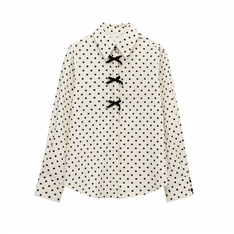 Fashion Women Bowknot Decoration Loose Casual Shirt