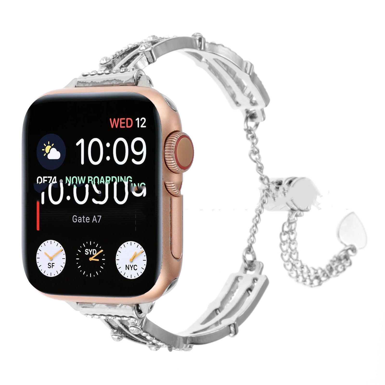 X-shaped Hollow Rhinestone Bracelet Metal Watch Band