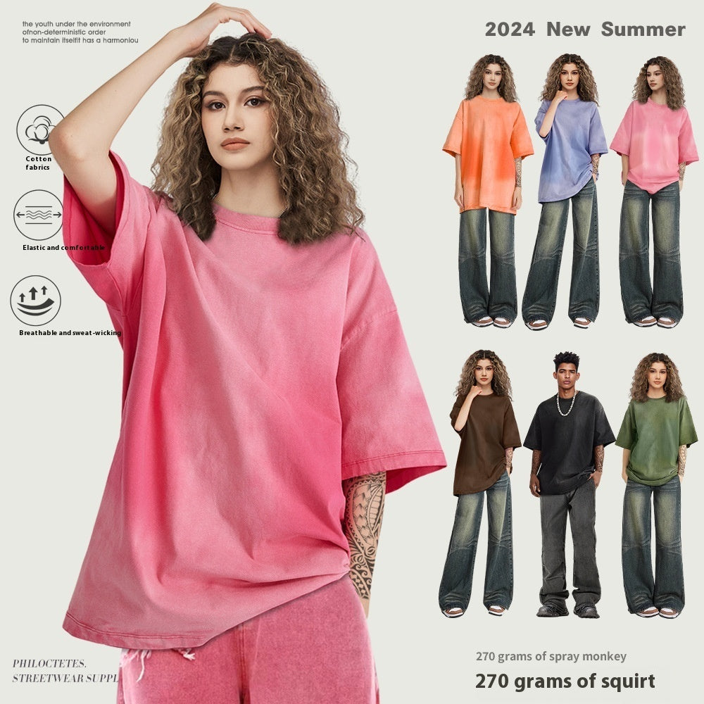 Retro Washed Short Sleeve Round Neck T-shirt