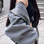 Women's Short Curved Hem Washed Denim Jacket