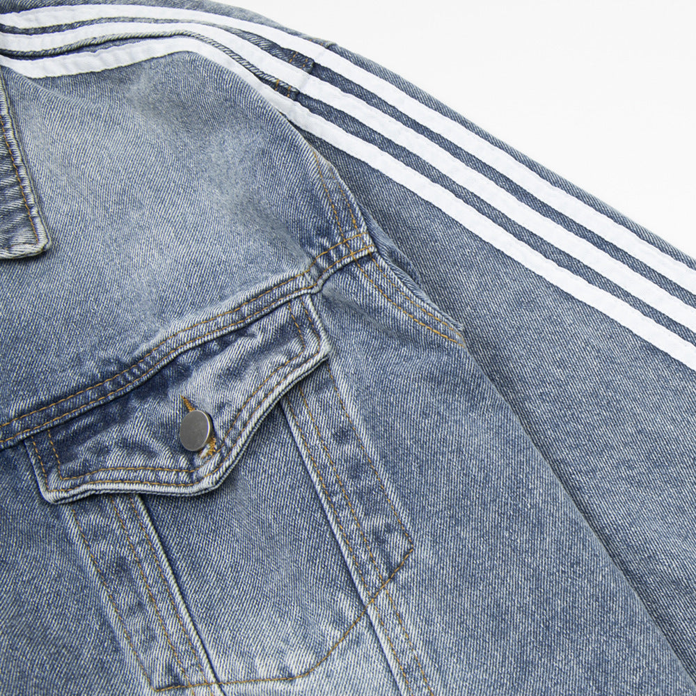 Punk Distressed Wash Denim Jacket