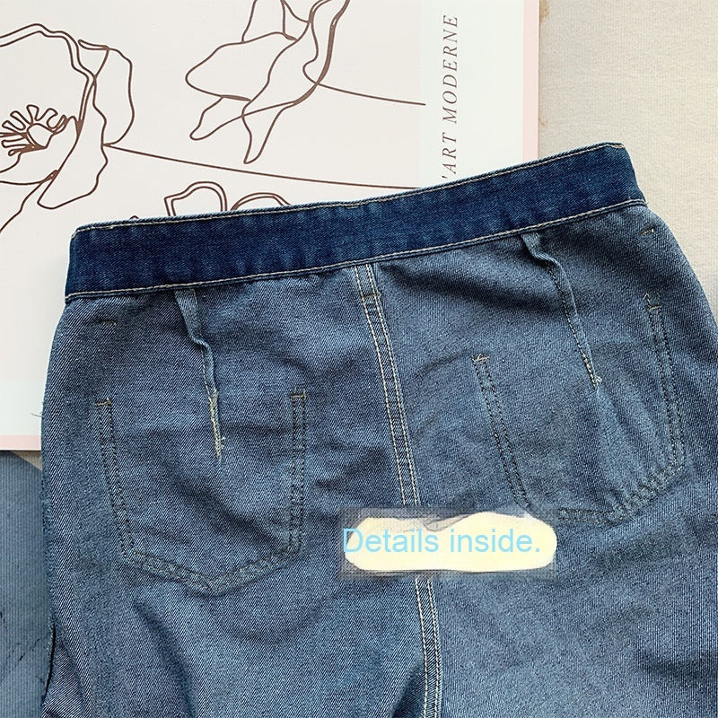 French Retro Blue High Waist Jeans Ladies New