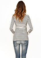 Multifunctional Maternity T-shirt Striped Long Sleeve Nursing Wear