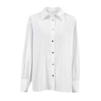 French Style White With Lapel Long Sleeve Shirt For Women